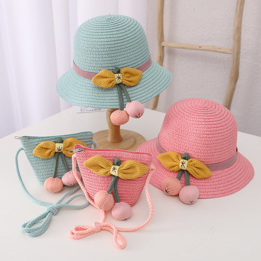 New Summer Children's Sun Protection Straw Hat Girls Pot Hat